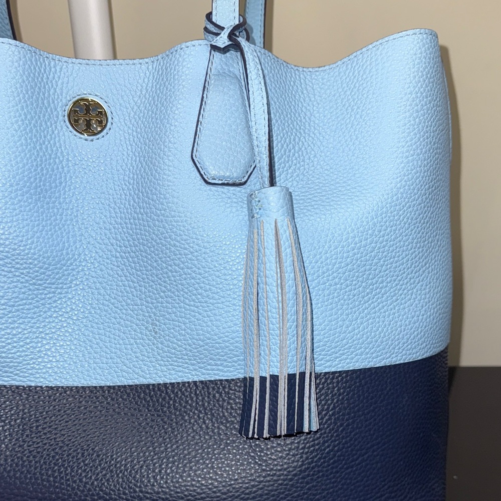 Tory Burch Light Blue and Navy Tote - Picture 5 of 16